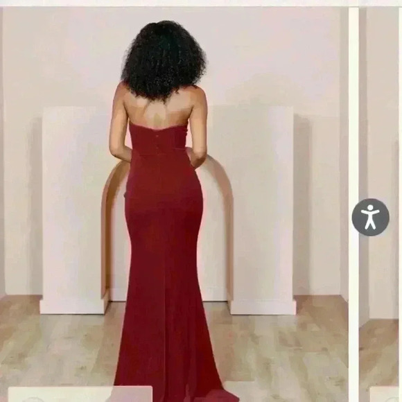 Velvet Strapless Floor Length Dress in Romantic Rose - Picture 6 of 8